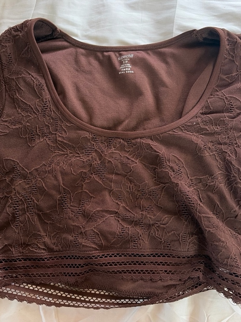 Apt. 9 Brown Lace-Trim Scoop Neck Women's Top